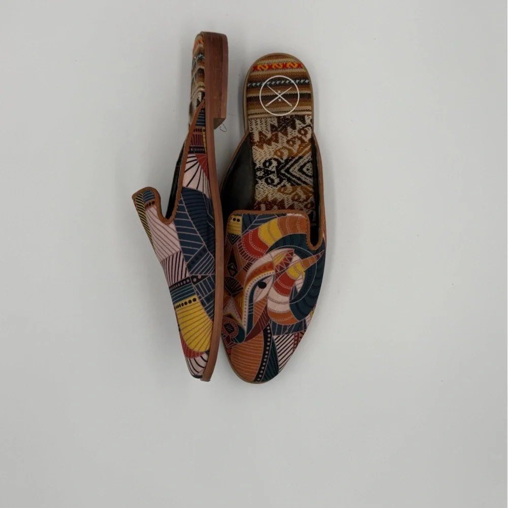 Inkkas Cyprus Bohemian Abstract Art Boho Free Spirit Closed Toe Hippie Slides 7